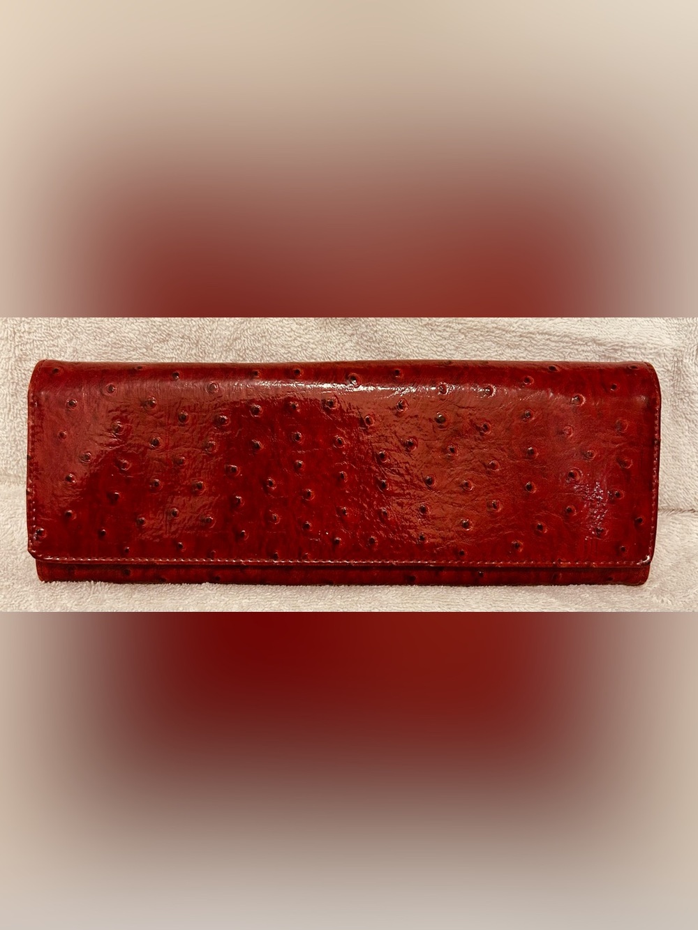 Red Textured Wallet Clutch